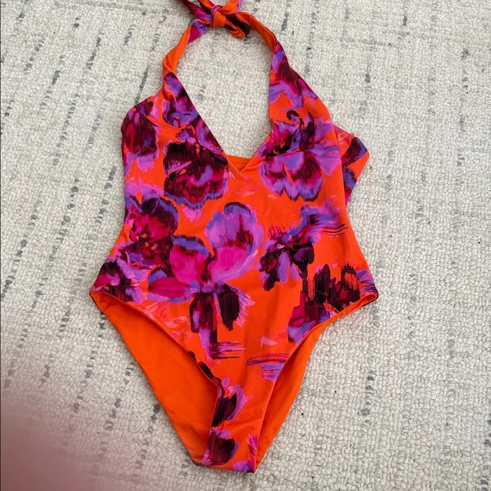 COS Women’s REVERSIBLE Floral One Piece in Orange and Purple- NEVER WORN! - Picture 7 of 7